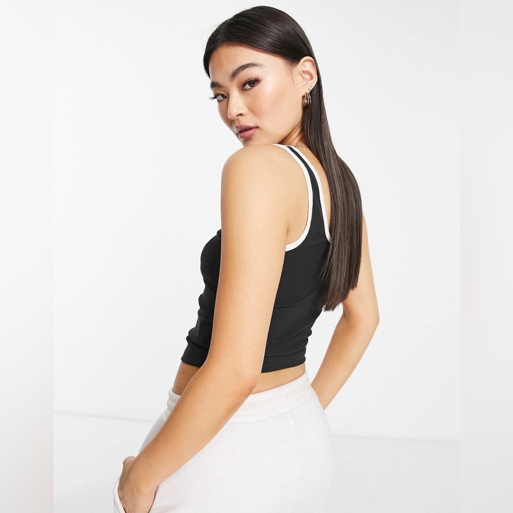 Adidas Originals Laced Up Tank Top in Black and White, Size Large - Picture 2 of 8